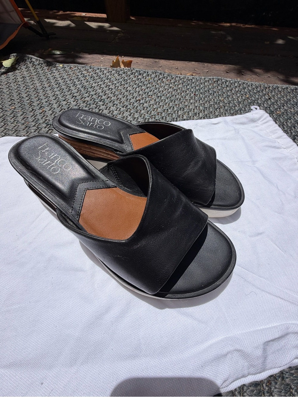 Franco Sarto Chazz Slide Sandal | Black Leather | Size 5.5